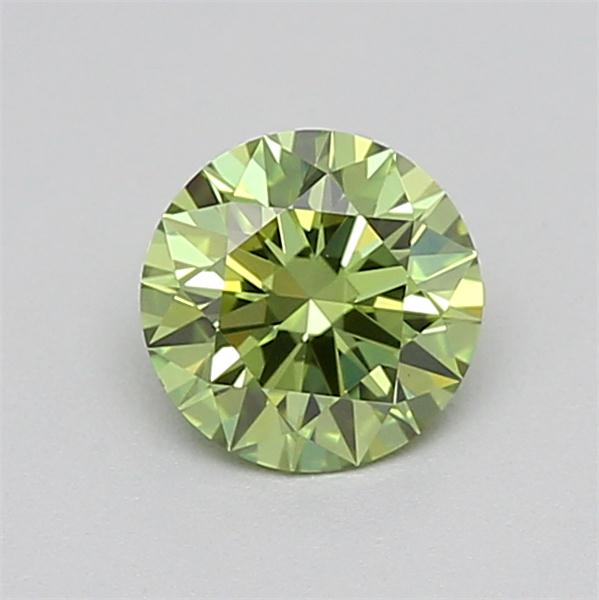 Actual 0.27 carat Fancy Vivid Green Round lab-grown diamond