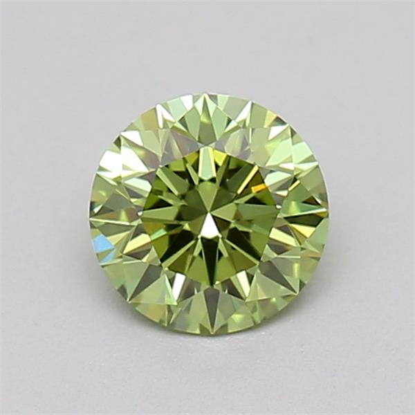 Actual 0.27 carat Fancy Vivid Green Round lab-grown diamond