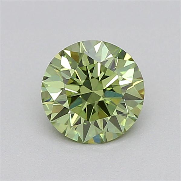 Actual 0.27 carat Fancy Vivid Green Round lab-grown diamond