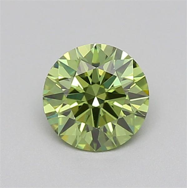Actual 0.27 carat Fancy Vivid Green Round lab-grown diamond
