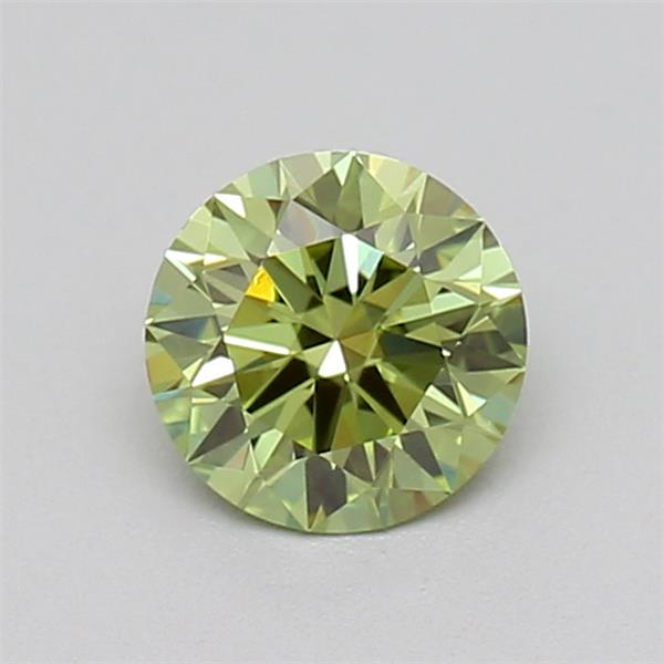 Actual 0.27 carat Fancy Vivid Green Round lab-grown diamond