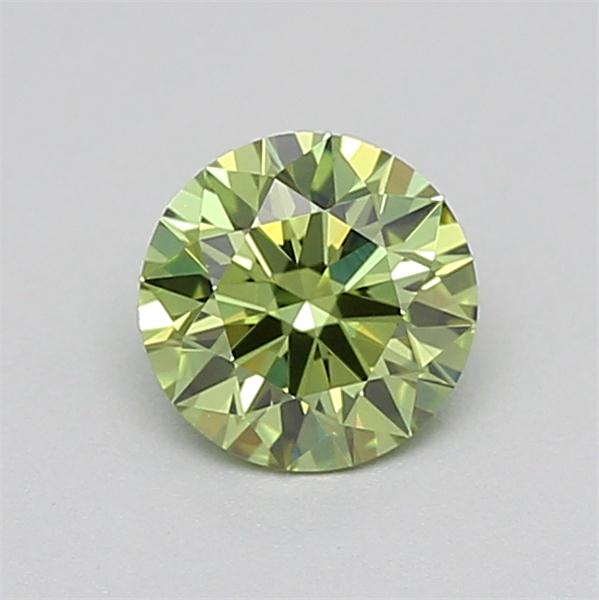 Actual 0.27 carat Fancy Vivid Green Round lab-grown diamond