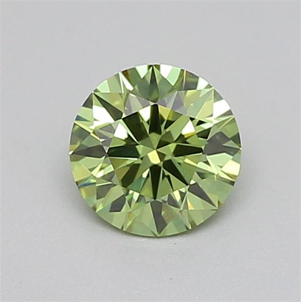 Actual 0.27 carat Fancy Vivid Green Round lab-grown diamond