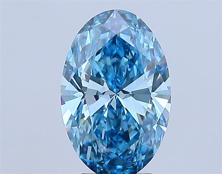 Actual 4.04 carat Fancy Vivid Blue Oval lab-grown diamond