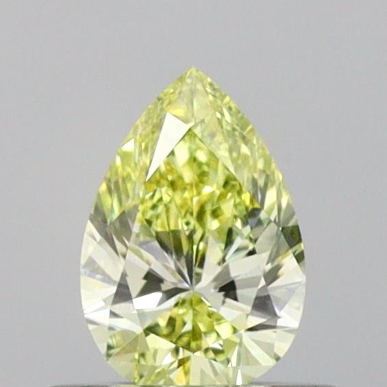 Actual 0.41 carat Light Greenish Yellow Pear lab-grown diamond