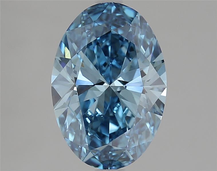 Actual 2.52 carat Fancy Vivid Blue Oval lab-grown diamond