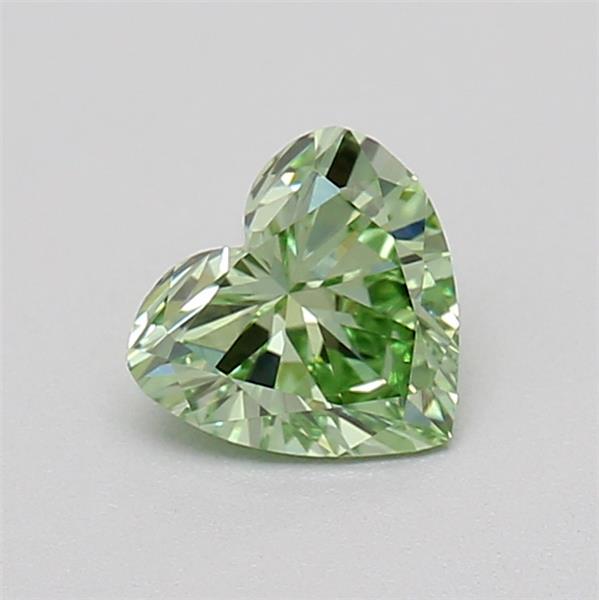 Actual 0.25 carat Fancy Vivid Green Heart lab-grown diamond