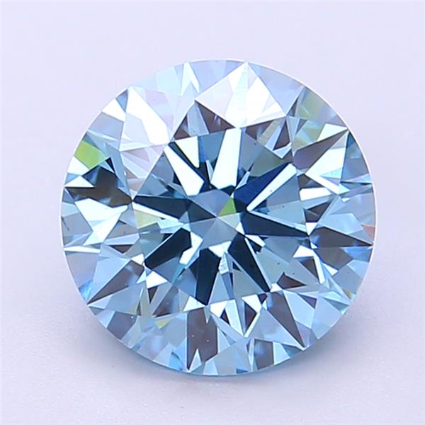 Actual 2.52 carat Fancy Vivid Blue Round lab-grown diamond