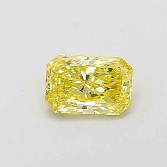 Actual 0.35 carat Fancy Intense Yellow Radiant lab-grown diamond