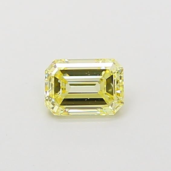 Actual 0.35 carat Fancy Yellow Emerald lab-grown diamond