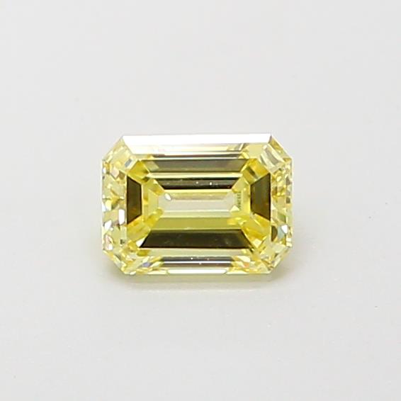Actual 0.33 carat Fancy Yellow Emerald lab-grown diamond