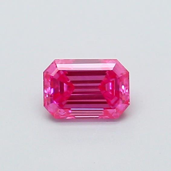 Actual 0.36 carat Fancy Vivid Pink Emerald lab-grown diamond