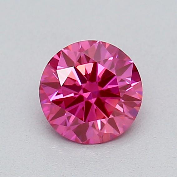 Actual 0.21 carat Fancy Vivid Pink Round lab-grown diamond