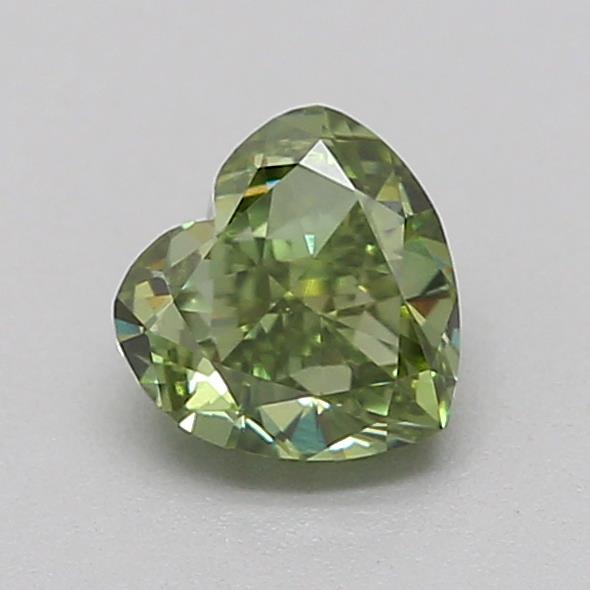 Actual 0.32 carat Fancy Vivid Green Heart lab-grown diamond