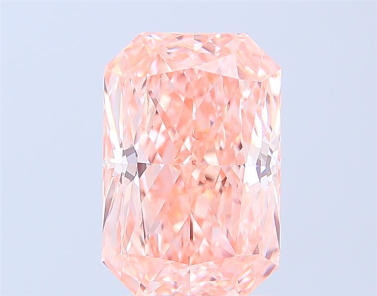 Actual 4.03 carat Fancy Vivid Pink Radiant lab-grown diamond