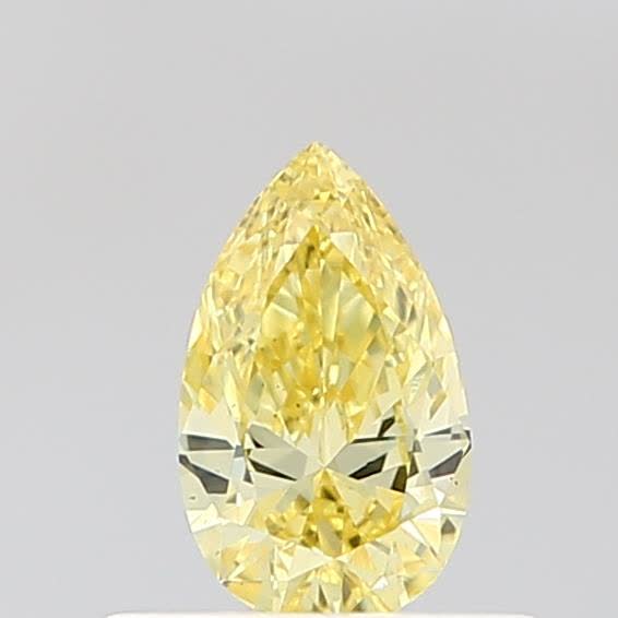 Actual 0.39 carat Fancy Vivid Yellow Pear lab-grown diamond