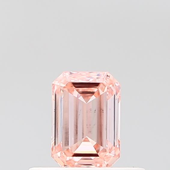 Actual 0.39 carat Fancy Intense Pink Emerald lab-grown diamond
