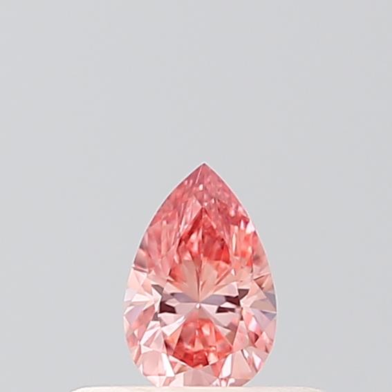 Actual 0.2 carat Fancy Vivid Pink Pear lab-grown diamond