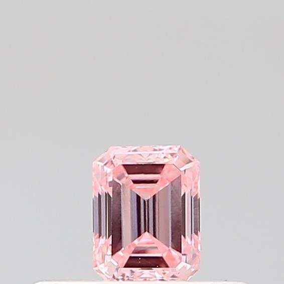 Actual 0.21 carat Fancy Intense Pink Emerald lab-grown diamond
