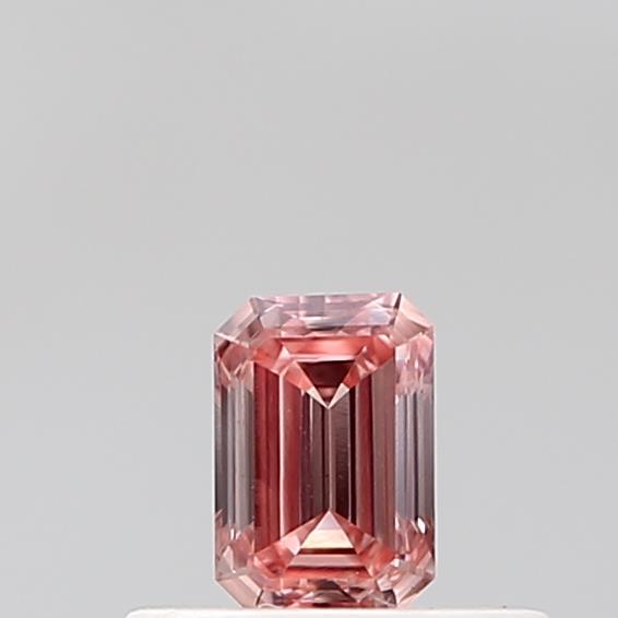 Actual 0.26 carat Fancy Intense Pink Emerald lab-grown diamond