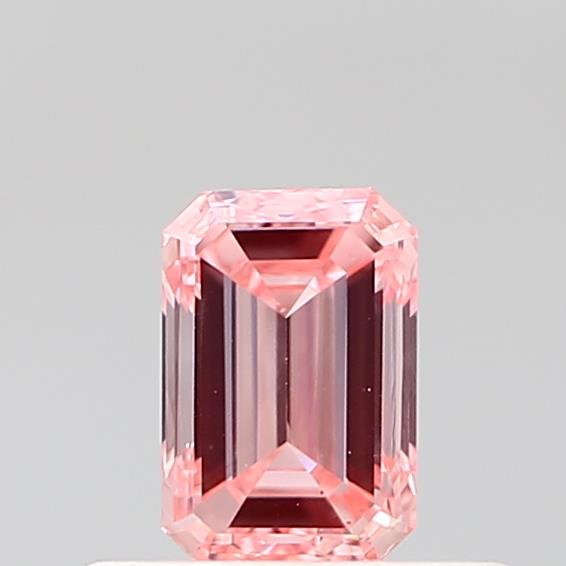 Actual 0.44 carat Fancy Vivid Pink Emerald lab-grown diamond
