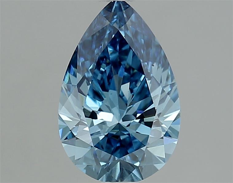 Actual 1.52 carat Fancy Vivid Blue Pear lab-grown diamond