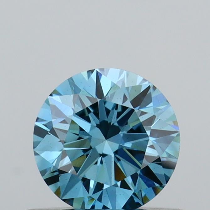 Actual 0.47 carat Fancy Vivid Blue Round lab-grown diamond