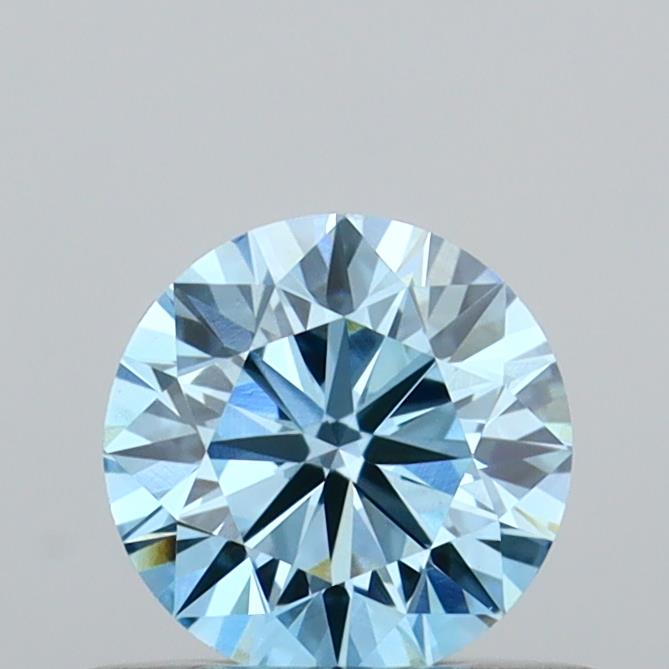 Actual 0.47 carat Fancy Vivid Blue Round lab-grown diamond