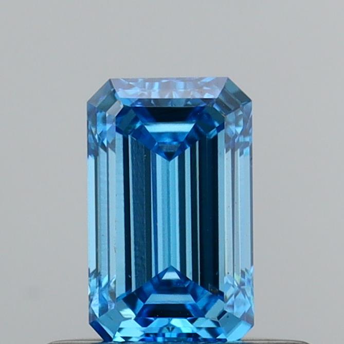 Actual 0.48 carat Fancy Vivid Blue Emerald lab-grown diamond