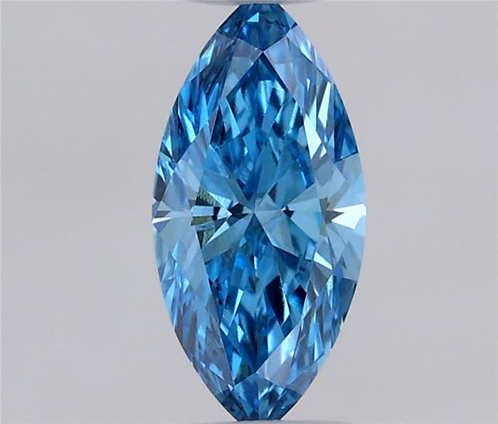 Actual 0.28 carat Fancy Vivid Blue Marquise lab-grown diamond
