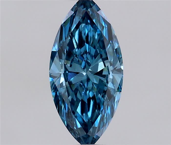 Actual 0.29 carat Fancy Vivid Blue Marquise lab-grown diamond
