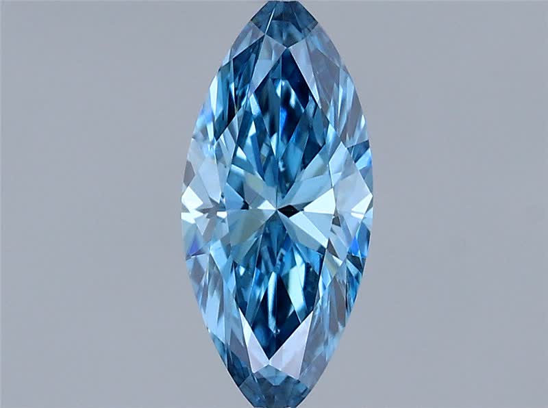 Actual 0.27 carat Fancy Vivid Blue Marquise lab-grown diamond