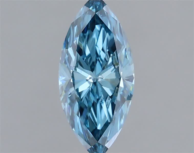 Actual 0.27 carat Fancy Vivid Blue Marquise lab-grown diamond