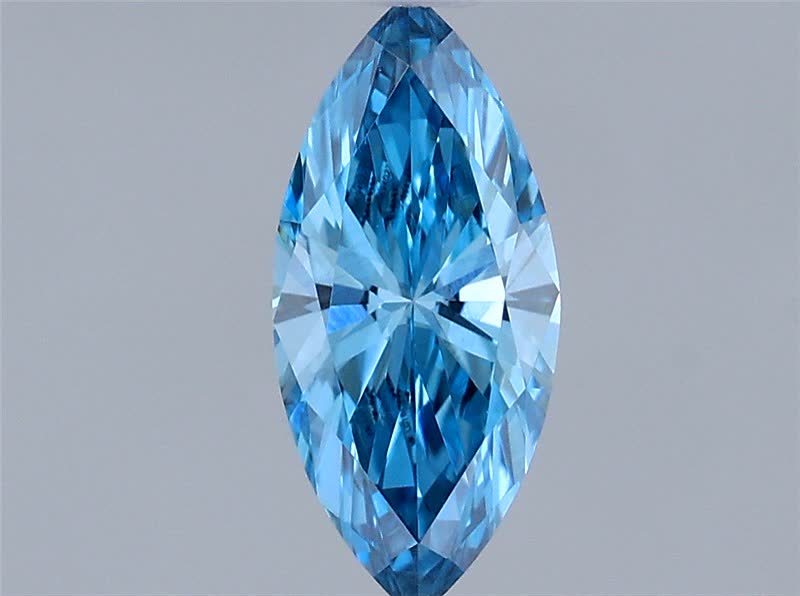 Actual 0.25 carat Fancy Vivid Blue Marquise lab-grown diamond