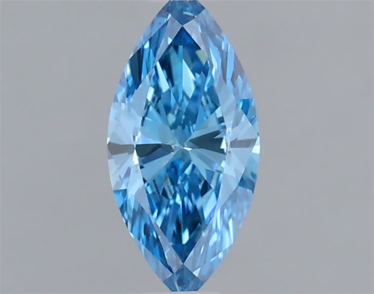 Actual 0.24 carat Fancy Vivid Blue Marquise lab-grown diamond