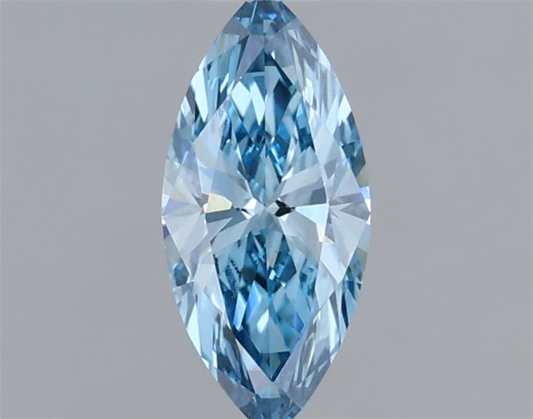 Actual 0.23 carat Fancy Vivid Blue Marquise lab-grown diamond