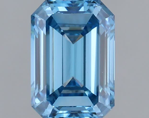 Actual 0.43 carat Fancy Vivid Blue Emerald lab-grown diamond