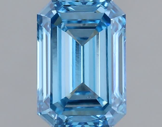 Actual 0.48 carat Fancy Vivid Blue Emerald lab-grown diamond