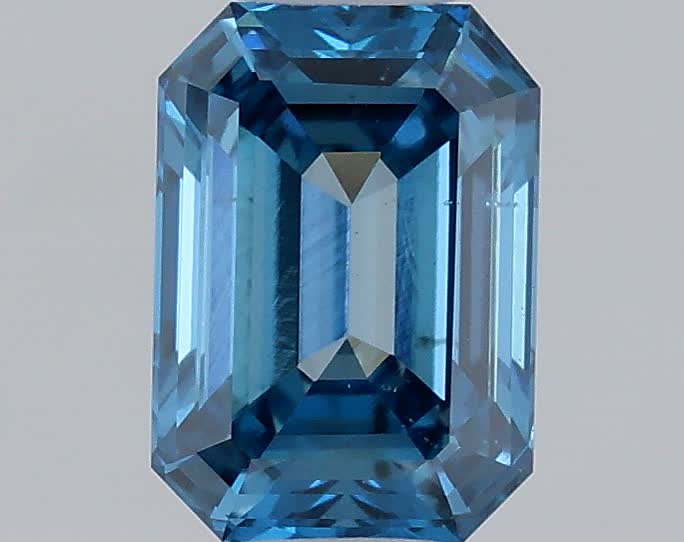 Actual 0.42 carat Fancy Vivid Blue Emerald lab-grown diamond