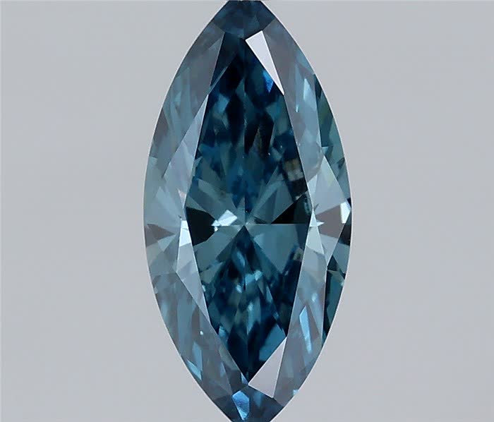 Actual 0.42 carat Fancy Vivid Blue Marquise lab-grown diamond