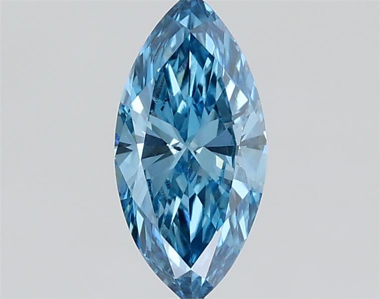 Actual 0.4 carat Fancy Vivid Blue Marquise lab-grown diamond