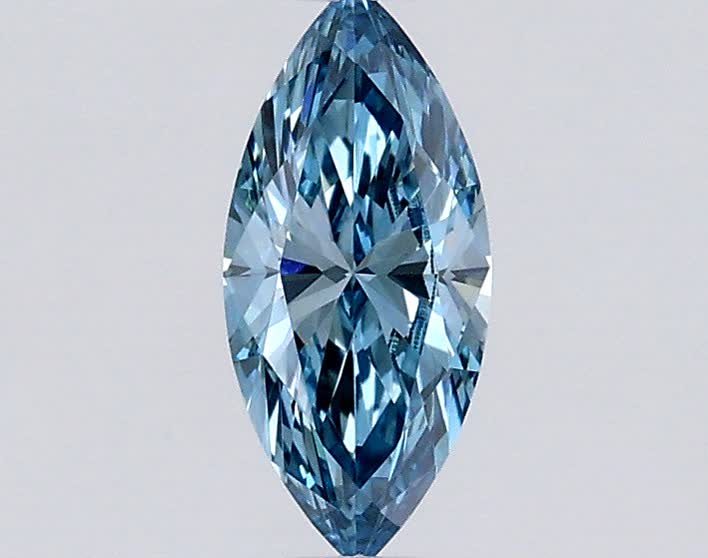 Actual 0.27 carat Fancy Vivid Blue Marquise lab-grown diamond