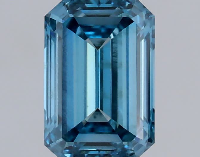 Actual 0.49 carat Fancy Vivid Blue Emerald lab-grown diamond