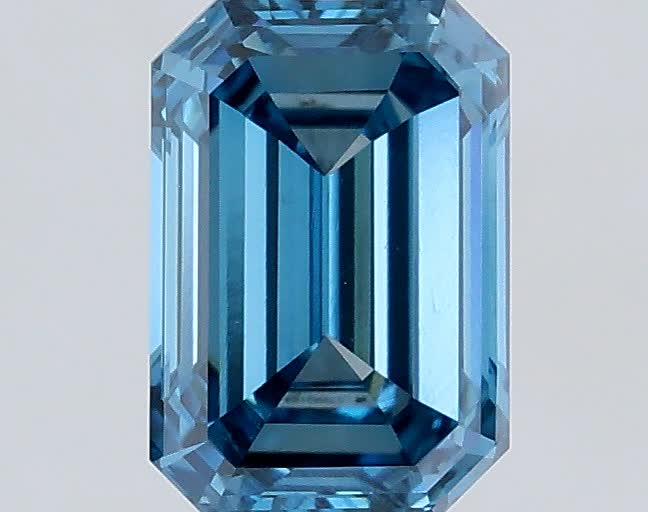 Actual 0.5 carat Fancy Vivid Blue Emerald lab-grown diamond