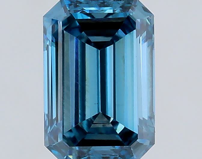 Actual 0.5 carat Fancy Vivid Blue Emerald lab-grown diamond