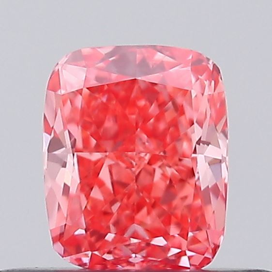 Actual 0.35 carat Fancy Vivid Pink Cushion lab-grown diamond