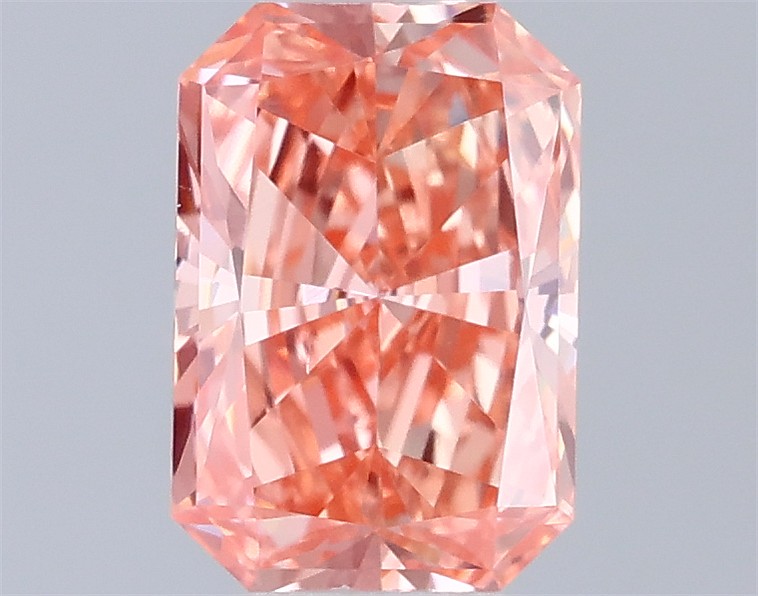 Actual 0.37 carat Fancy Vivid Pink Radiant lab-grown diamond