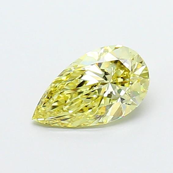 Actual 0.47 carat Fancy Intense Yellow Pear lab-grown diamond