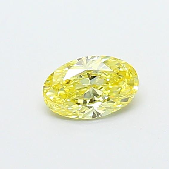Actual 0.3 carat Fancy Vivid Yellow Oval lab-grown diamond