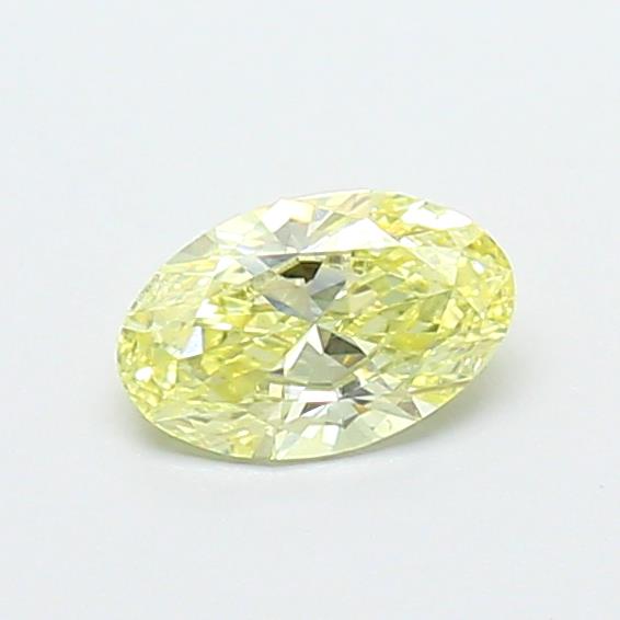 Actual 0.39 carat Fancy Yellow Oval lab-grown diamond